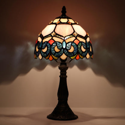Tiffany Table Lamp Stained Glass Bedside Accent Light 8X8X14.5 inch