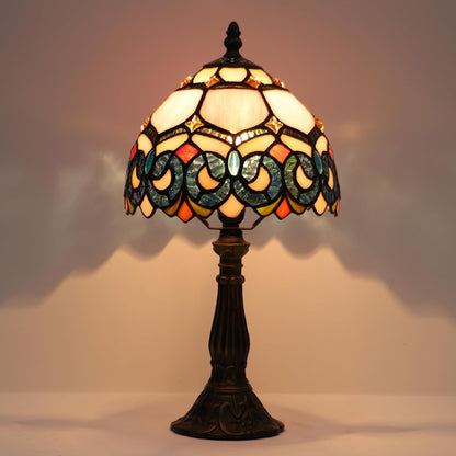 Tiffany Table Lamp Stained Glass Bedside Accent Light 8X8X14.5 inch