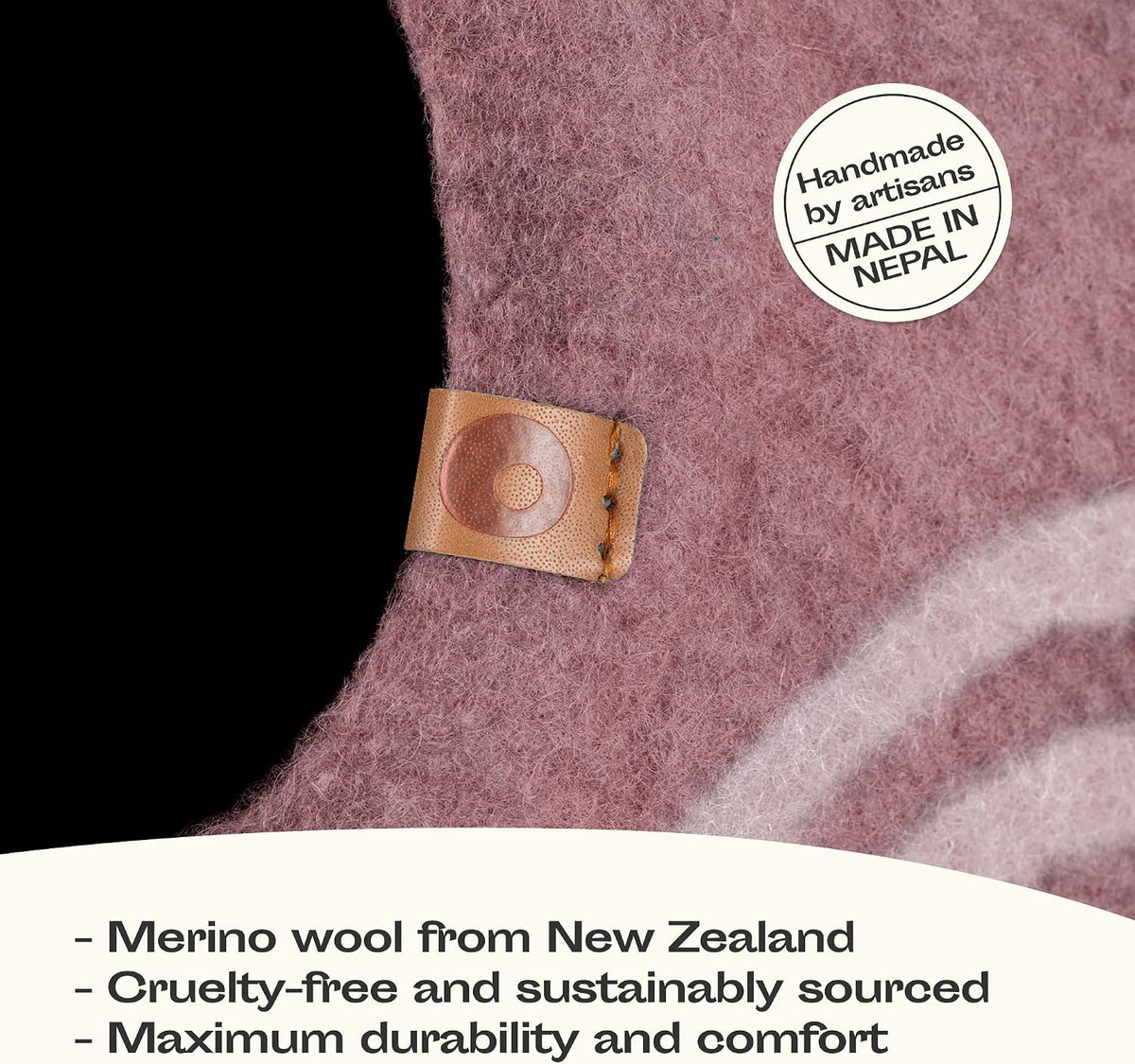 Cat Cave - Merino Wool Bed for Indoor Cats (Rose Gold, Large)