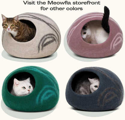 Cat Cave - Merino Wool Bed for Indoor Cats (Rose Gold, Large)