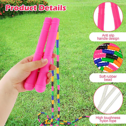 16 FT Long Jump Rope(1 PACK), Double Dutch Jump Ropes, Soft Beaded Skipping for Kids Adults, Plastic Segmented Long Enough for 4-5 Jumpers