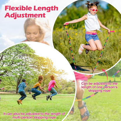 16 FT Long Jump Rope(1 PACK), Double Dutch Jump Ropes, Soft Beaded Skipping for Kids Adults, Plastic Segmented Long Enough for 4-5 Jumpers