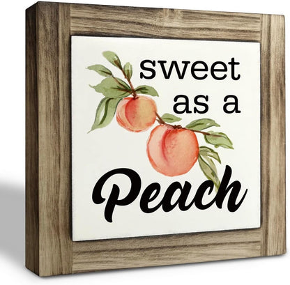 Peach Wood Plaque Sign, Sweet as A Peach, Box Wood Plaques Desk Décor, Peach Saying Plaque, Decorative Wooden Table Sign, Farmhouse Summer Decor, Rustic Home Decor, Primitive Wood Sign