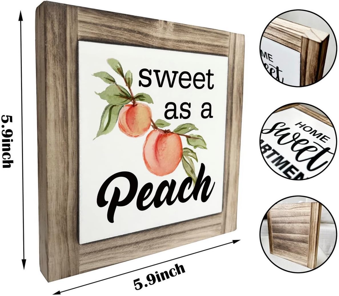 Peach Wood Plaque Sign, Sweet as A Peach, Box Wood Plaques Desk Décor, Peach Saying Plaque, Decorative Wooden Table Sign, Farmhouse Summer Decor, Rustic Home Decor, Primitive Wood Sign