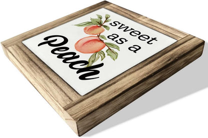 Peach Wood Plaque Sign, Sweet as A Peach, Box Wood Plaques Desk Décor, Peach Saying Plaque, Decorative Wooden Table Sign, Farmhouse Summer Decor, Rustic Home Decor, Primitive Wood Sign