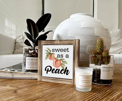 Peach Wood Plaque Sign, Sweet as A Peach, Box Wood Plaques Desk Décor, Peach Saying Plaque, Decorative Wooden Table Sign, Farmhouse Summer Decor, Rustic Home Decor, Primitive Wood Sign