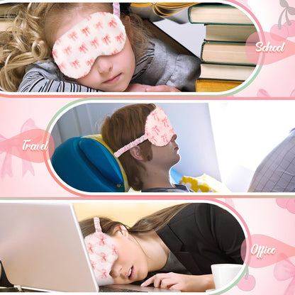 6 Pack Fuzzy Sleep Masks Plush Eye Mask,Bow,Pink