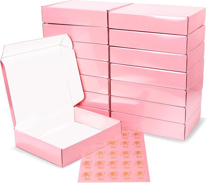 10"x8"x2" Glossy Pink Shipping Boxes, 40 Pack Corrugated Cardboard Mailing Boxes for Small Business Packaging, Shipping T-Shirts, Comic Books