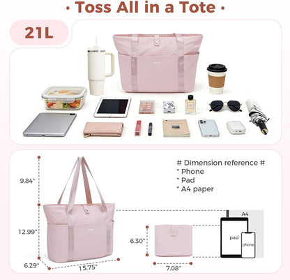 Ceneda Foldable Tote Bag for Women, Lightweight Work Bag with Dual Inner Cup Holders, Daily Handbag for Travel, Gym, Grocery
