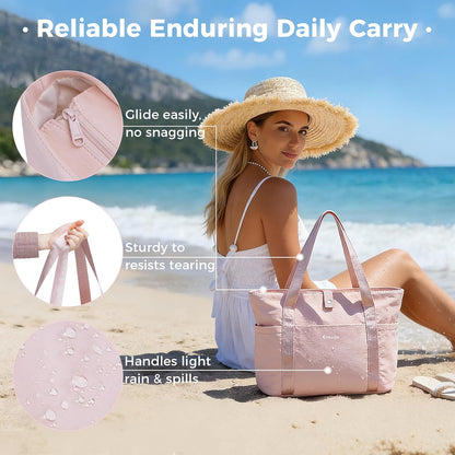 Ceneda Foldable Tote Bag for Women, Lightweight Work Bag with Dual Inner Cup Holders, Daily Handbag for Travel, Gym, Grocery