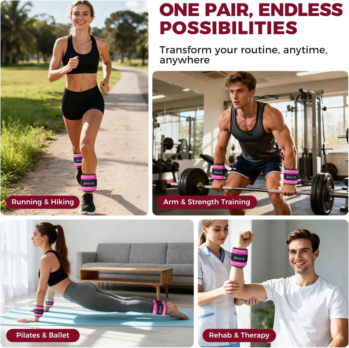 Ankle Wrist Weights for Women & Men, A Pair of 1/2/4/6/8/10 lbs