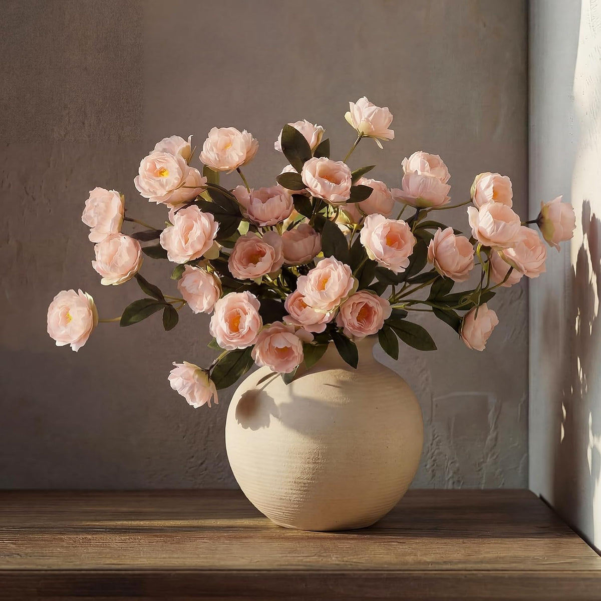 6 Pcs 32" Large Pink Artificial Peonies Stems Flowers, Real Look Faux Silk Peony Bouquet 42 Heads Total for Vase Filler, Farmhouse Rustic Neutral Home Decor, Wedding Centerpieces