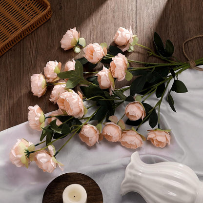 6 Pcs 32" Large Pink Artificial Peonies Stems Flowers, Real Look Faux Silk Peony Bouquet 42 Heads Total for Vase Filler, Farmhouse Rustic Neutral Home Decor, Wedding Centerpieces