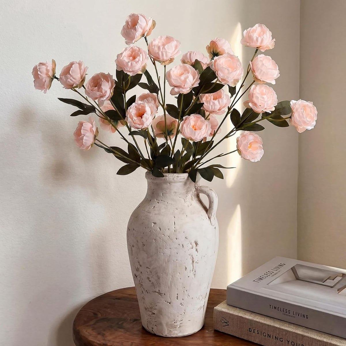 6 Pcs 32" Large Pink Artificial Peonies Stems Flowers, Real Look Faux Silk Peony Bouquet 42 Heads Total for Vase Filler, Farmhouse Rustic Neutral Home Decor, Wedding Centerpieces