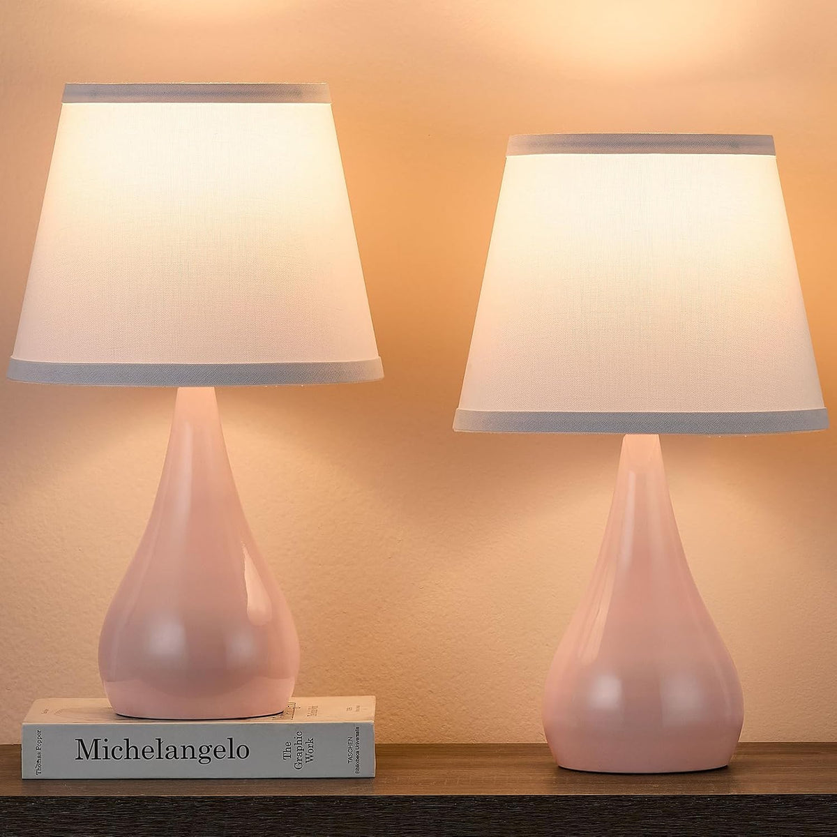 17.3'' Modern Touch Pink Table Lamp Set of 2 with 3 Way Dimmable