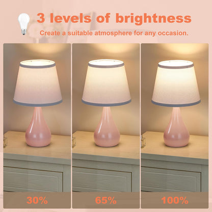 17.3'' Modern Touch Pink Table Lamp Set of 2 with 3 Way Dimmable
