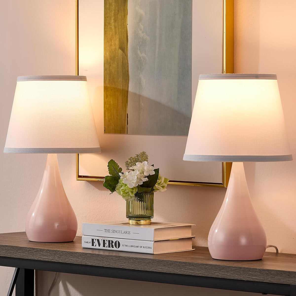 17.3'' Modern Touch Pink Table Lamp Set of 2 with 3 Way Dimmable