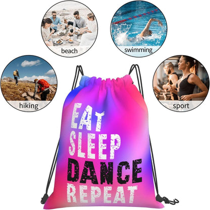 Gymnastics Drawstring Backpack Light Gym String Bag Pink Water Resistant Sackpack Sport Yoga Daypack For Womens Mens