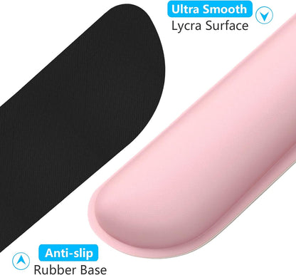 Enlarge Keyboard Wrist Rest, Cute Memory Foam Keyboard Wrist Cushion for Computer Desk Mats Support, Typing Pain Relief Ergonomic Mouse Pad Rests with Non-Slip Base for Gaming, Laptop, Pink