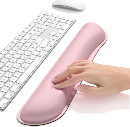 Enlarge Keyboard Wrist Rest, Cute Memory Foam Keyboard Wrist Cushion for Computer Desk Mats Support, Typing Pain Relief Ergonomic Mouse Pad Rests with Non-Slip Base for Gaming, Laptop, Pink