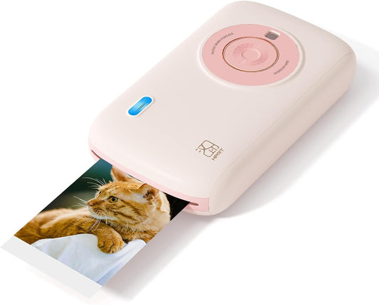 CP2100 Portable Photo Printer | 2x3 Mini?|?Bluetooth 5.0 & 4-Pass Tech | Photo Printer for iPhone & Android | Instant Color Picture Printer w/10 Paper & Type-C Cable(Pink)