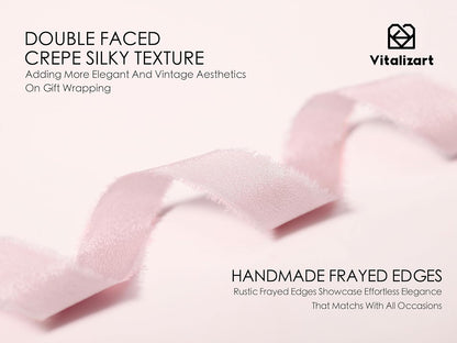 Pink Ribbon 5/8” Double Face Silky Satin Ribbon 15 Yard Crepe Silk Like Handmade Frayed Fringe for Gift Wrapping Baby Shower Wedding Bridal Bouquet Decor Dusty Pink Rose