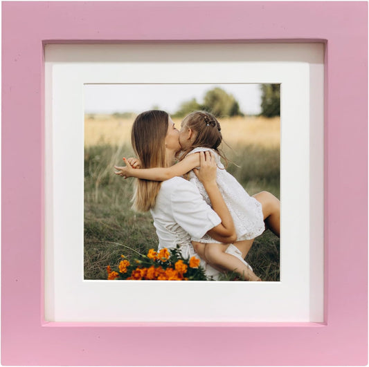 6x6 Pink Picture Frames, Square Solid Wood Photo Frame for Tabletop or Wall Mounting
