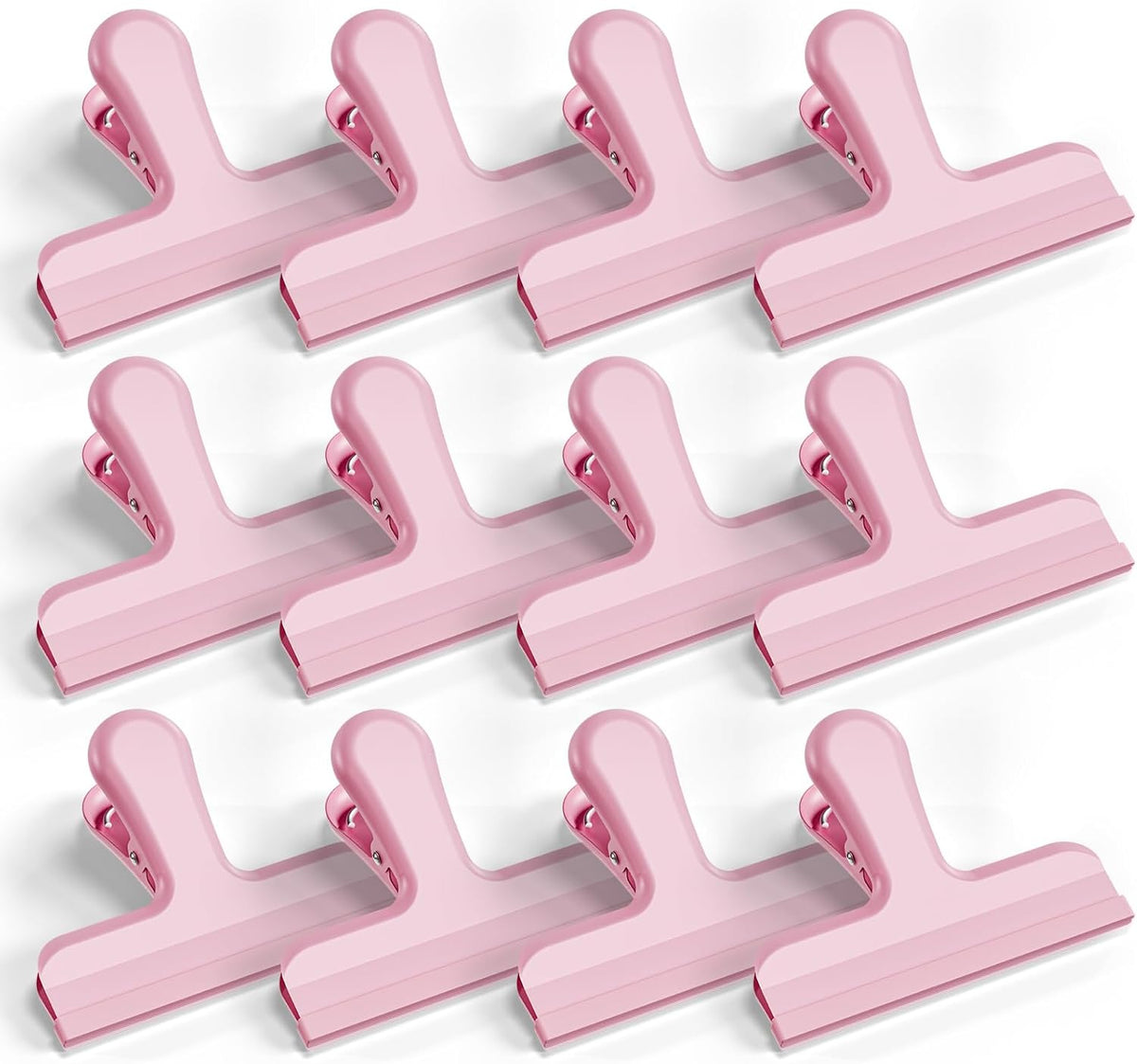 12 Pack Stainless Steel Chip Bag Clips Covered with Silicone - NO More Sharp Edges - Color Coded for Food Bags - Air Tight Seal, Heavy Duty for Kitchen and Office, 3 Inches Wide, Pink