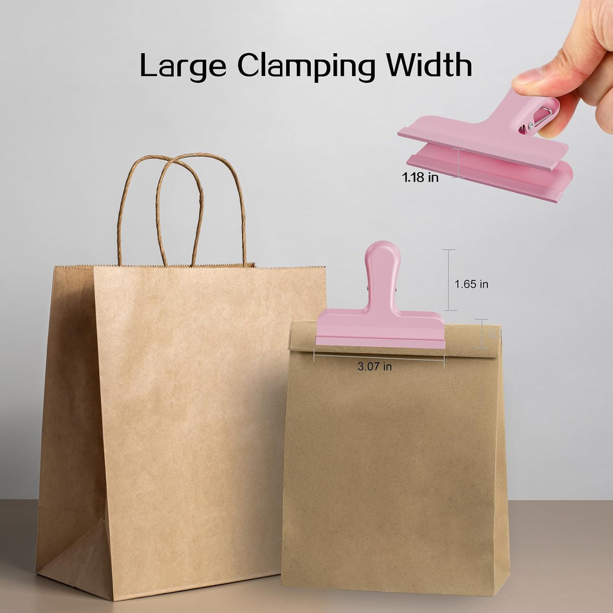 12 Pack Stainless Steel Chip Bag Clips Covered with Silicone - NO More Sharp Edges - Color Coded for Food Bags - Air Tight Seal, Heavy Duty for Kitchen and Office, 3 Inches Wide, Pink