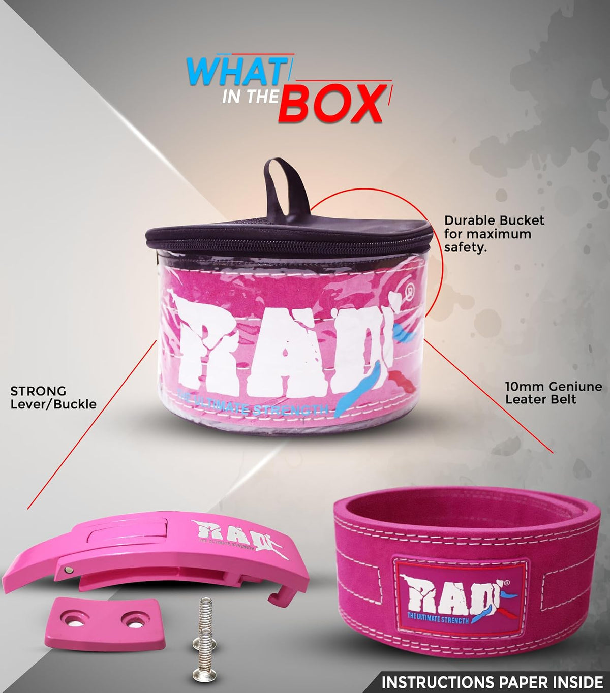 RAD Lever Weight Lifting Gym Belt for Men & Women Size 63 TO107 CM,Thick 10MM & Width 4 Inch Lever Powerlifting Belts for Women Dead Lift Workout Belt Leather Weight Lifting Lever Gym Squat Belt