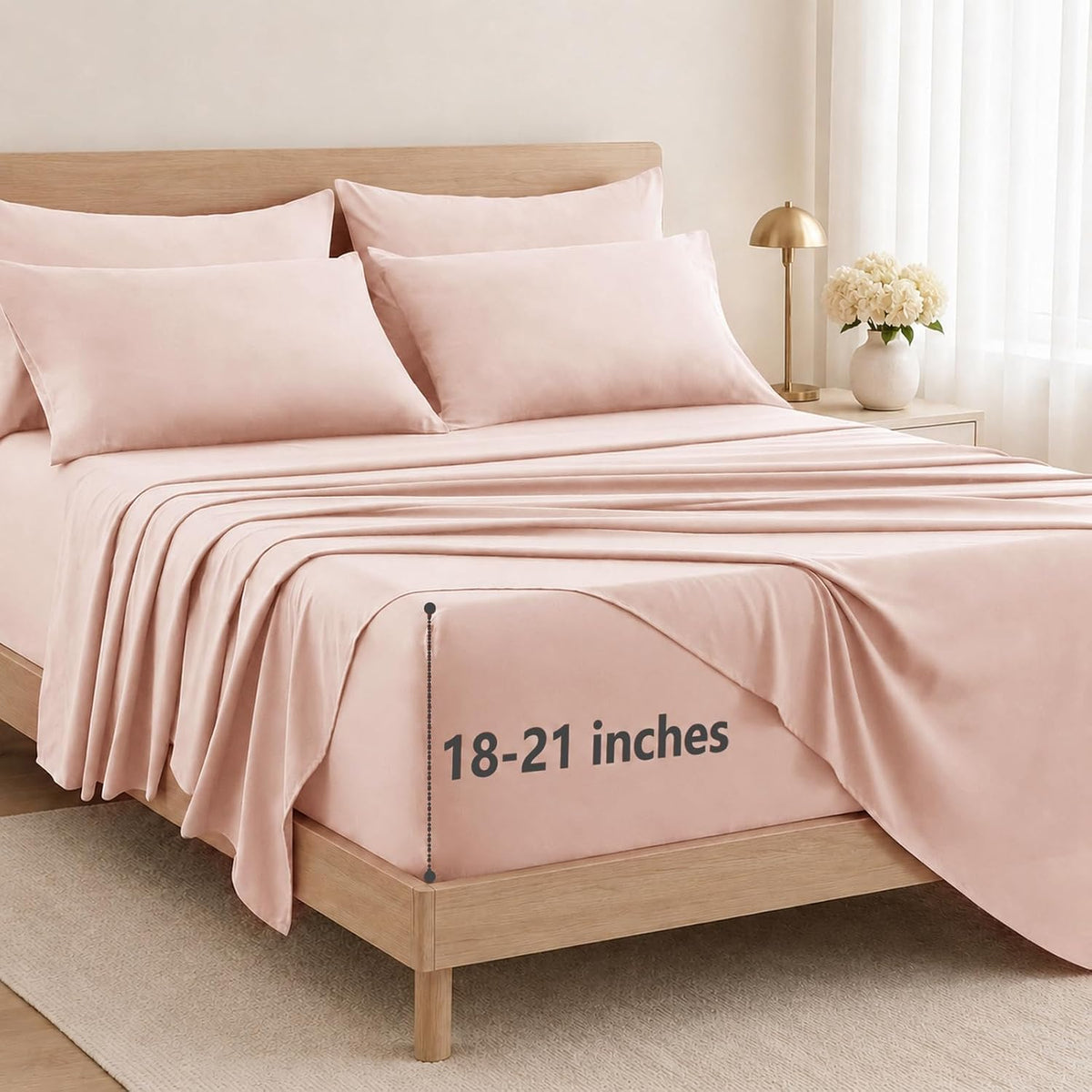 6-Piece Queen Sheet Set, Fits 18-21 Inch Mattresses, Oeko-TEX