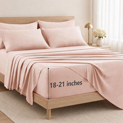 6-Piece Queen Sheet Set, Fits 18-21 Inch Mattresses, Oeko-TEX