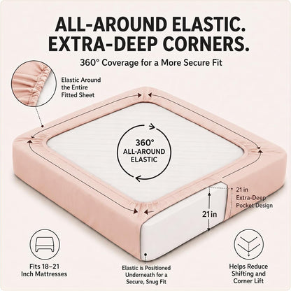 6-Piece Queen Sheet Set, Fits 18-21 Inch Mattresses, Oeko-TEX