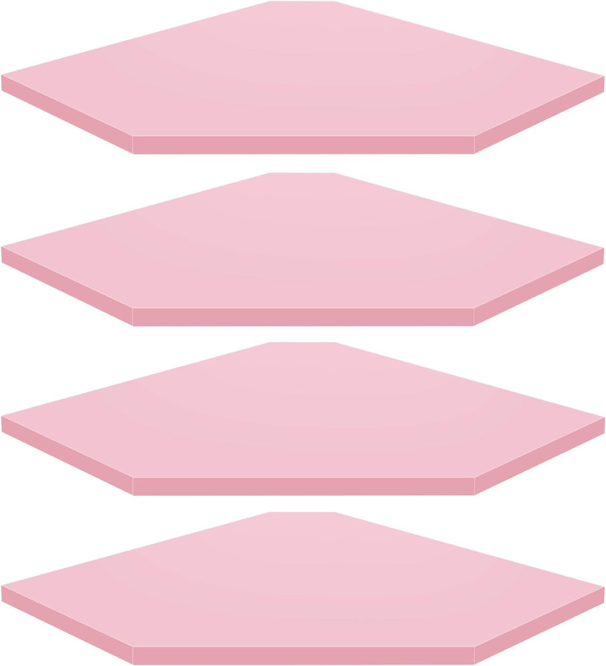 Corner Shelf Wall Mount, Set of 4 Corner Floating Shelves, Wood Hanging Storage Shelving with Cord Hole, Wall Shelf Organizer for Bathroom Bedroom Living Room Office, Pink