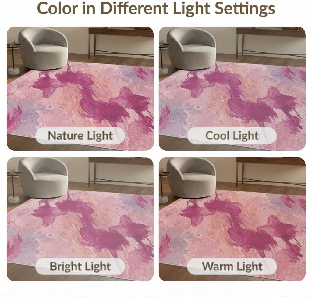 4'x6' Washable Flatwoven Rug, Coral Modern Abstract Easy Care Throw Carpet Stain Resistant Low Profile Floor Covering for Dorm Room, Small Living Room, Apartment | Ref:2108224