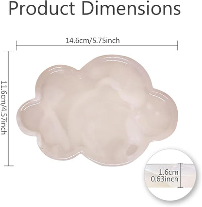 Natural Marble Tray Cloud Shape Vanity Trays, Jewelry Trays Holder Dish for Bathroom Countertop Home Decor Gift Pink