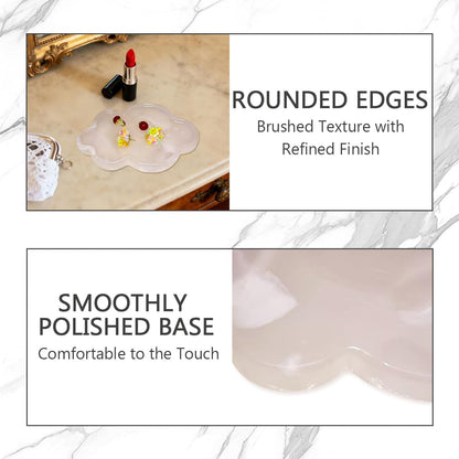 Natural Marble Tray Cloud Shape Vanity Trays, Jewelry Trays Holder Dish for Bathroom Countertop Home Decor Gift Pink