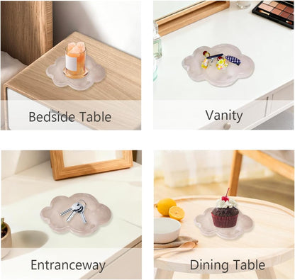 Natural Marble Tray Cloud Shape Vanity Trays, Jewelry Trays Holder Dish for Bathroom Countertop Home Decor Gift Pink