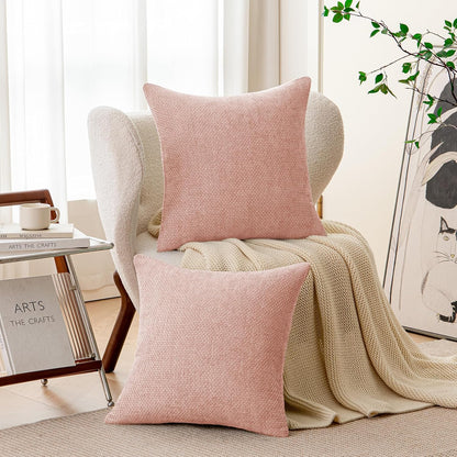 Pink Spring Chenille Throw Pillow Covers 20x20 Inch Pack of 2 Modern Decorative Throw Pillow Covers Farmhouse Cross Covers Home Decor for Sofa Bedroom Living Room