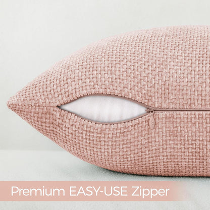 Pink Spring Chenille Throw Pillow Covers 20x20 Inch Pack of 2 Modern Decorative Throw Pillow Covers Farmhouse Cross Covers Home Decor for Sofa Bedroom Living Room