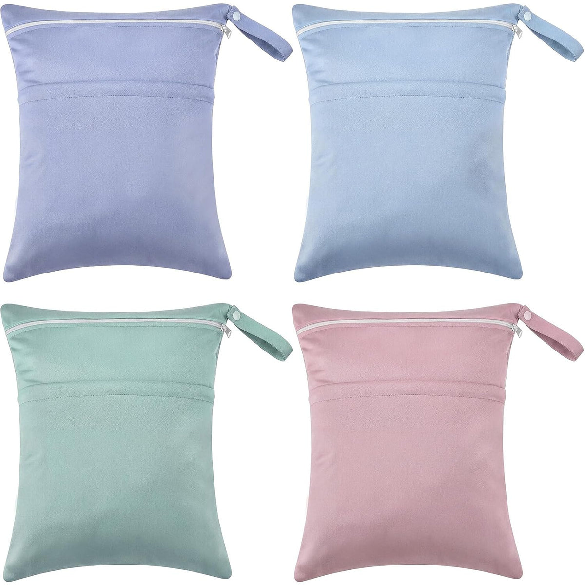 4 Pcs Wet Dry Bags, Green, Light Purple, Light Blue, Dusty Pink