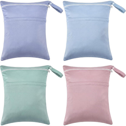 4 Pcs Wet Dry Bags, Green, Light Purple, Light Blue, Dusty Pink