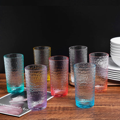 22-ounce Honeycomb Highball Glasses Plastic Tumbler Acrylic Glasses, set of 6 Coral Pink