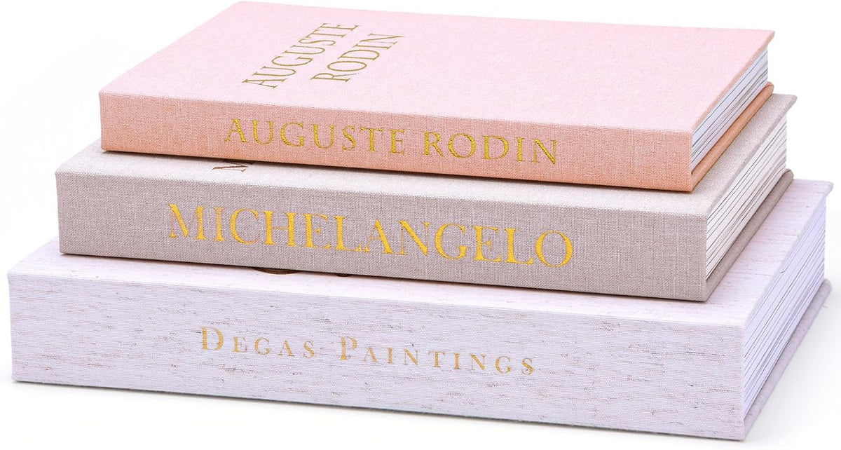 3 Pack Linen Decorative Books for Home Decor Coffee Table Book Boxes
