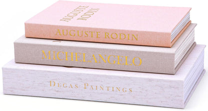 3 Pack Linen Decorative Books for Home Decor Coffee Table Book Boxes