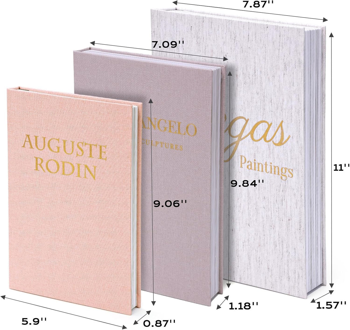 3 Pack Linen Decorative Books for Home Decor Coffee Table Book Boxes