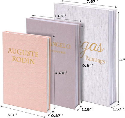 3 Pack Linen Decorative Books for Home Decor Coffee Table Book Boxes