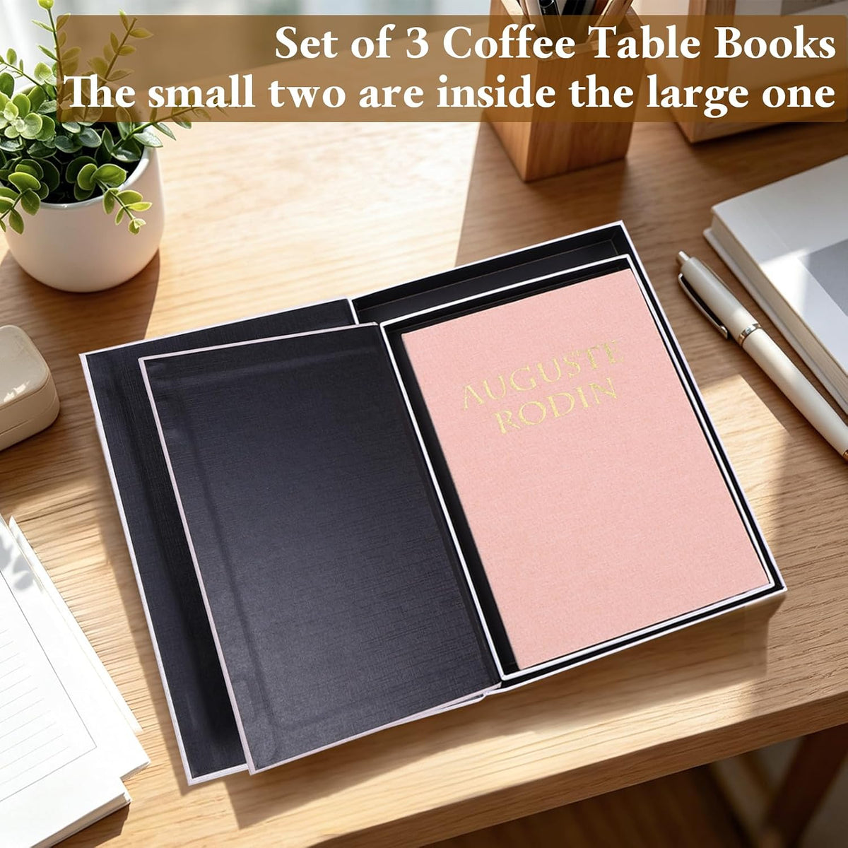 3 Pack Linen Decorative Books for Home Decor Coffee Table Book Boxes