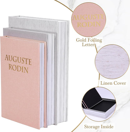 3 Pack Linen Decorative Books for Home Decor Coffee Table Book Boxes