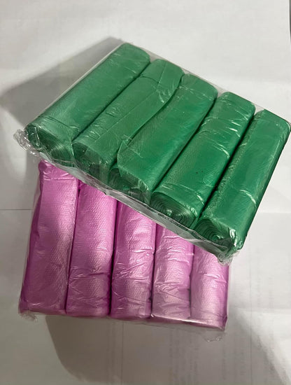 Small Trash Bags 200 Count-Disposable Garbage Bags,Strong Leak Resistant, Pink y Green,Multi Purpose for Bathroom,Office and Home